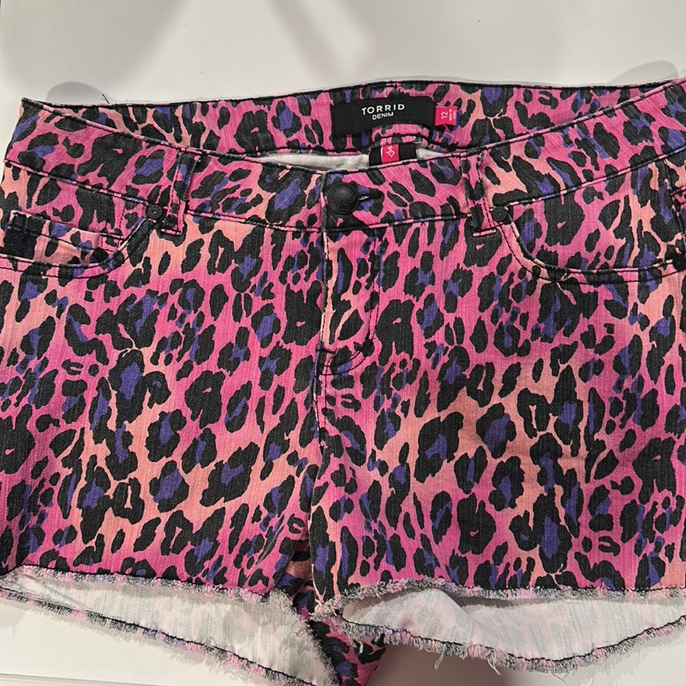 Leopard Denim Shorts